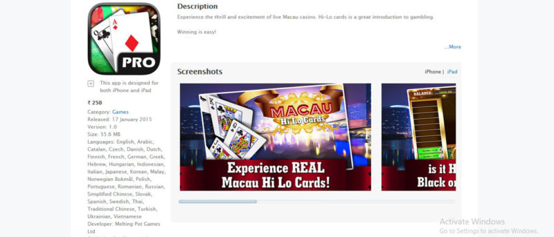 Macau hi lo cards pro live